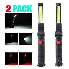 2PCS 5Modes Magnetic Rechargeable COB LED RED Work Light Lamp Folding Torch USA