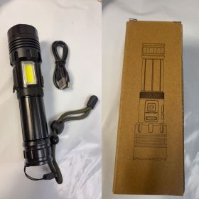 LED Rechargeable Torch 10,000 Lumens, Very Bright Flashlight, Flashlight, USB, 4 Light Modes, Zoomable, IPX4 Waterproof For Camping (Option: Black)